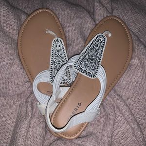 White embellished stretch slingback sandal ( torrid)